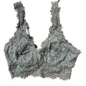 Aerie Floral Lace Bralette in Blue Gray Size XS